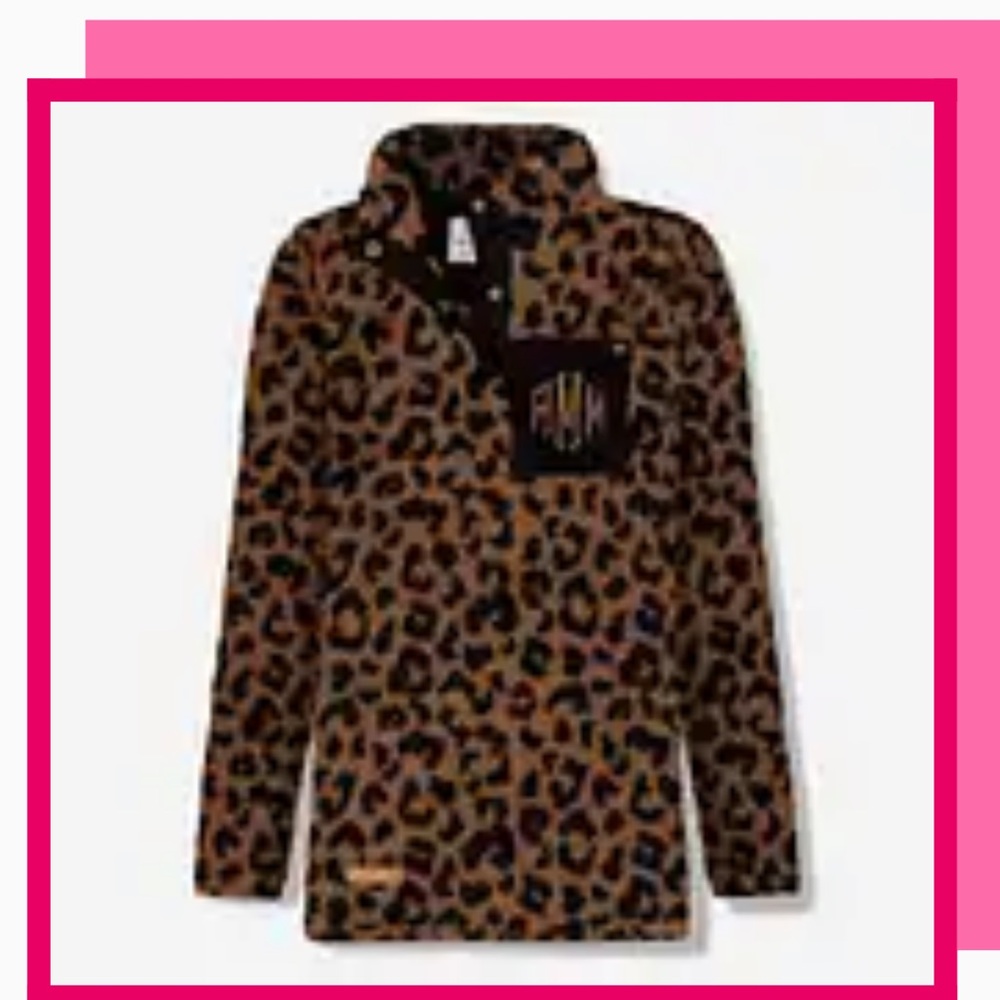 Leopard Print Fleece Pullover - Brown & Black